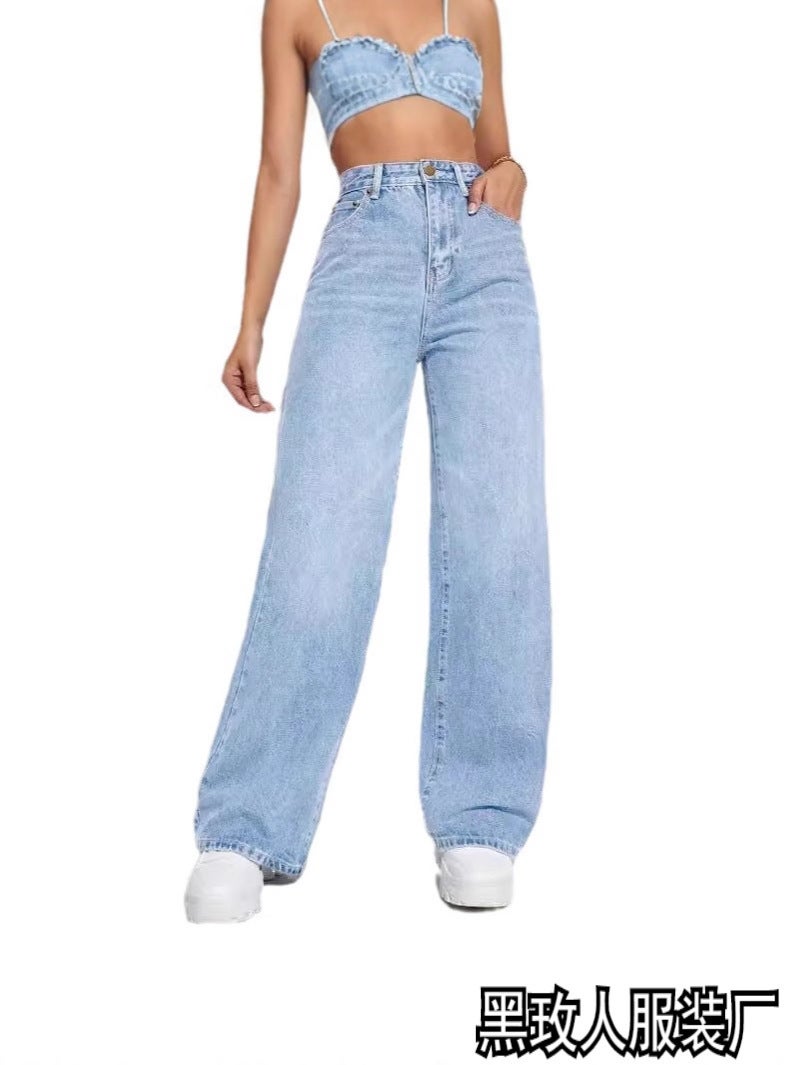 New Women'S Jeans Women'S High-Waisted Slim Straight Denim Trousers Style - Image 3
